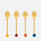Set of 4 Torchon Dessert Spoons – Gold, 14 cm