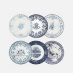 Les Dèpareillèes Bleu Assorted Dessert Plates, 23cm, Set of 6