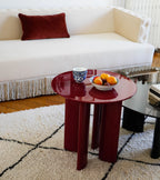 Burgundy lacquered beech wood side table