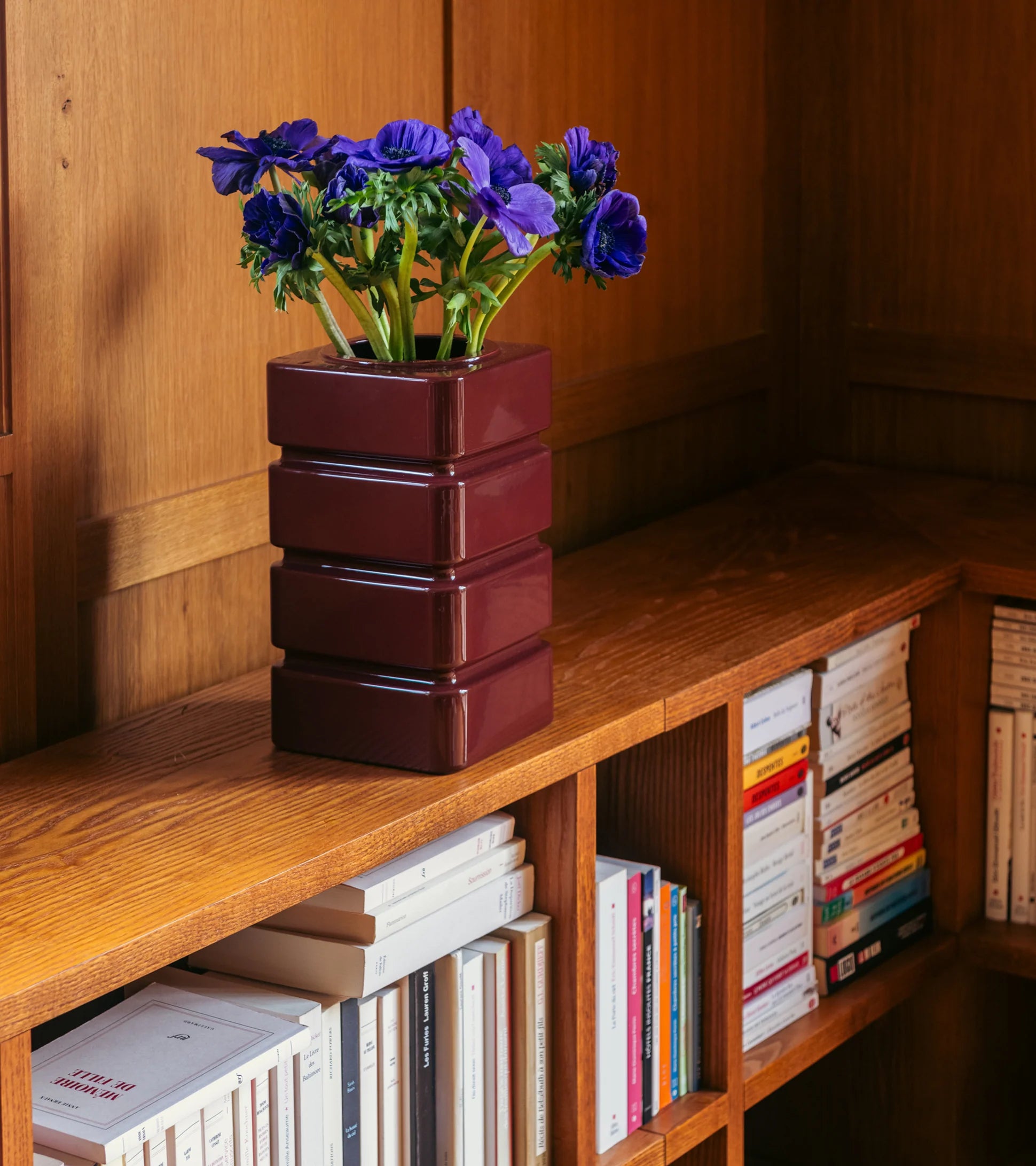 Burgundy ceramic vase