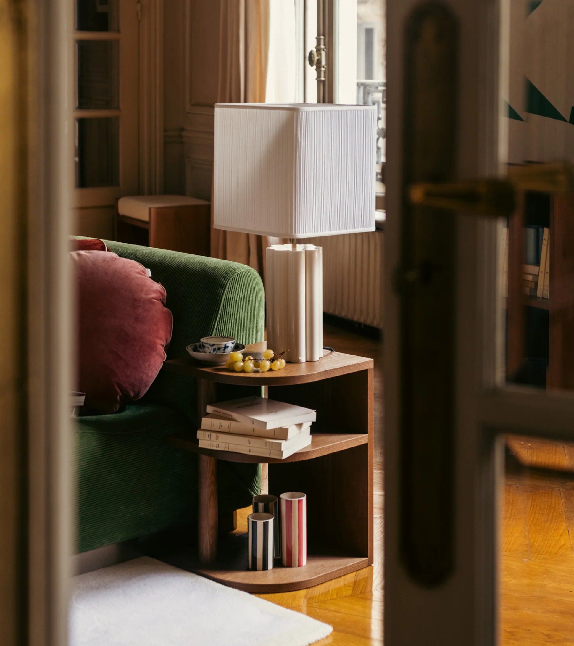 Opéra Side Table in ash wood with iroko finish