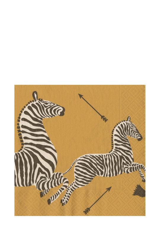 Caspari 40 boxed napkins-Gold Zebras