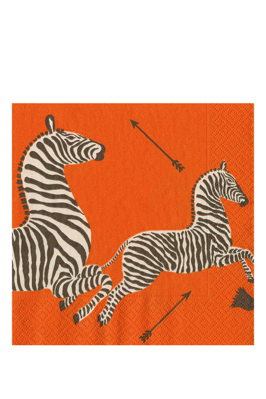 Zebras Orange Cocktail Napkins