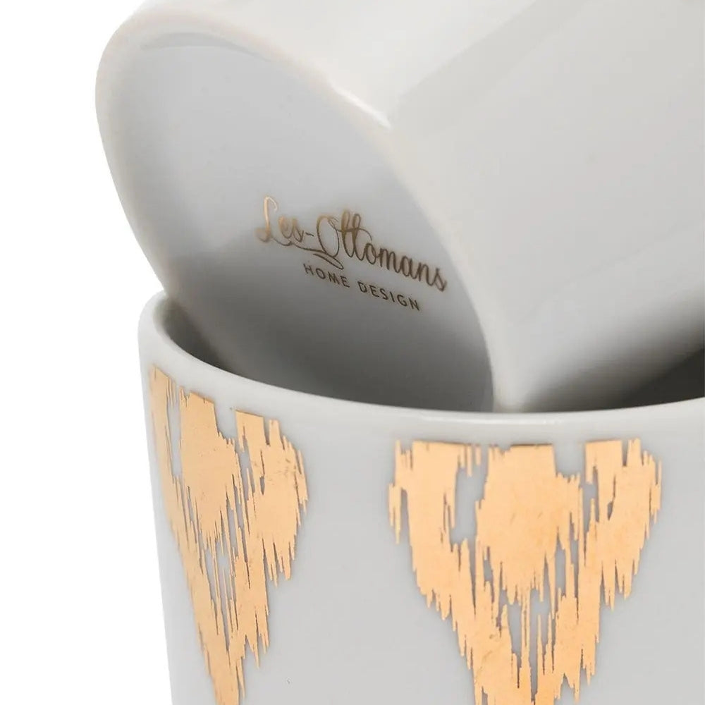 Uzbek Coffee Cups – Set of 4 Porcelain with Saucers