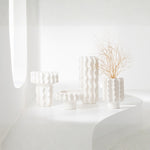 White Helix Cylindrical Ceramic Vase - White