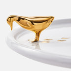 Walking Duck Plate – White/Gold Ceramic Serveware