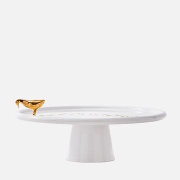 Walking Duck Plate – White/Gold Ceramic Serveware