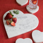 White Marble Heart Coasters – Set of 4