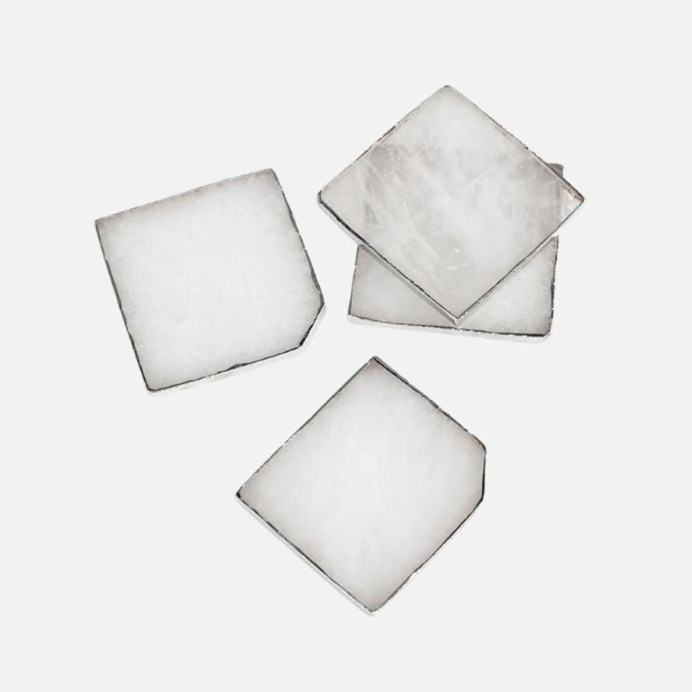 White Quartz Coasters, Set of 4