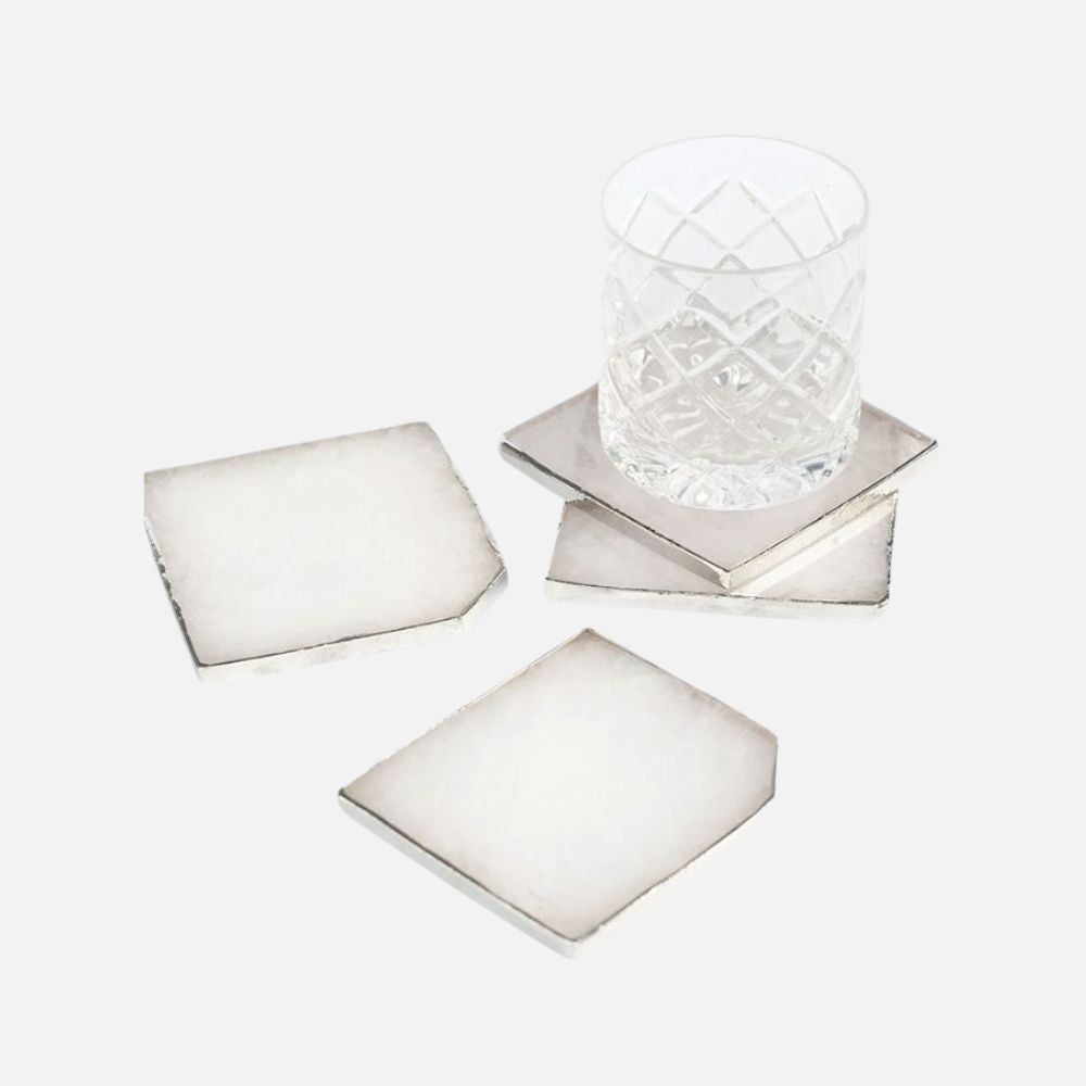 White Quartz Coasters, Set of 4