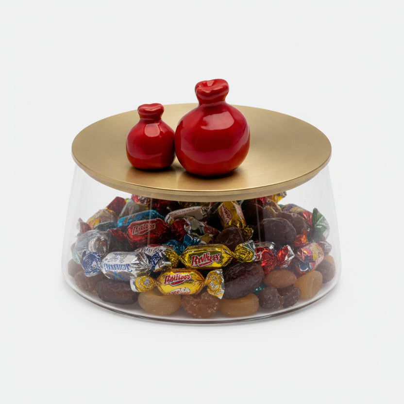 Candy Jar with Aluminium Lid – Red (Large)