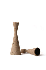 Conical Travertine Candle Holder, Set of 2