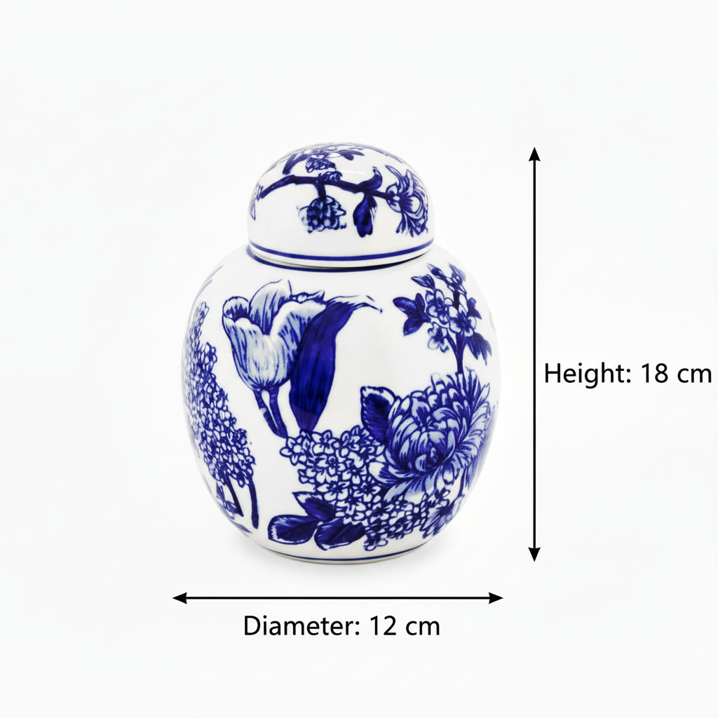 Chinoiserie Flower Jar, 18cm