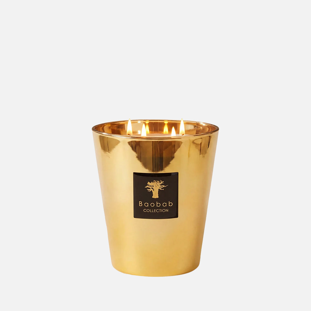 Baobab Collection Les Exclusives Aurum 4-wick scented candle in mouth-blown glass, 1.1kg, front view