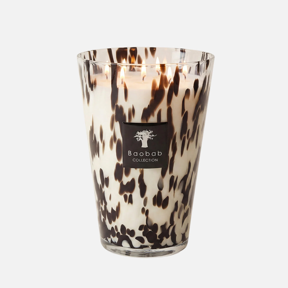 Baobab Collection Pearls Black 7-wick scented candle in mouth-blown glass, 6.5kg, front view