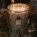 Baobab Collection Rosace 4-wick scented candle in mouth-blown glass, 1.1kg, styled in a room setting