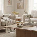 Baobab Collection Sand Siloli 4-wick scented candle in mouth-blown glass, 500g, styled in a room setting (2)