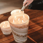 Baobab Collection Sand Siloli 4-wick scented candle in mouth-blown glass, 500g, viewed from above