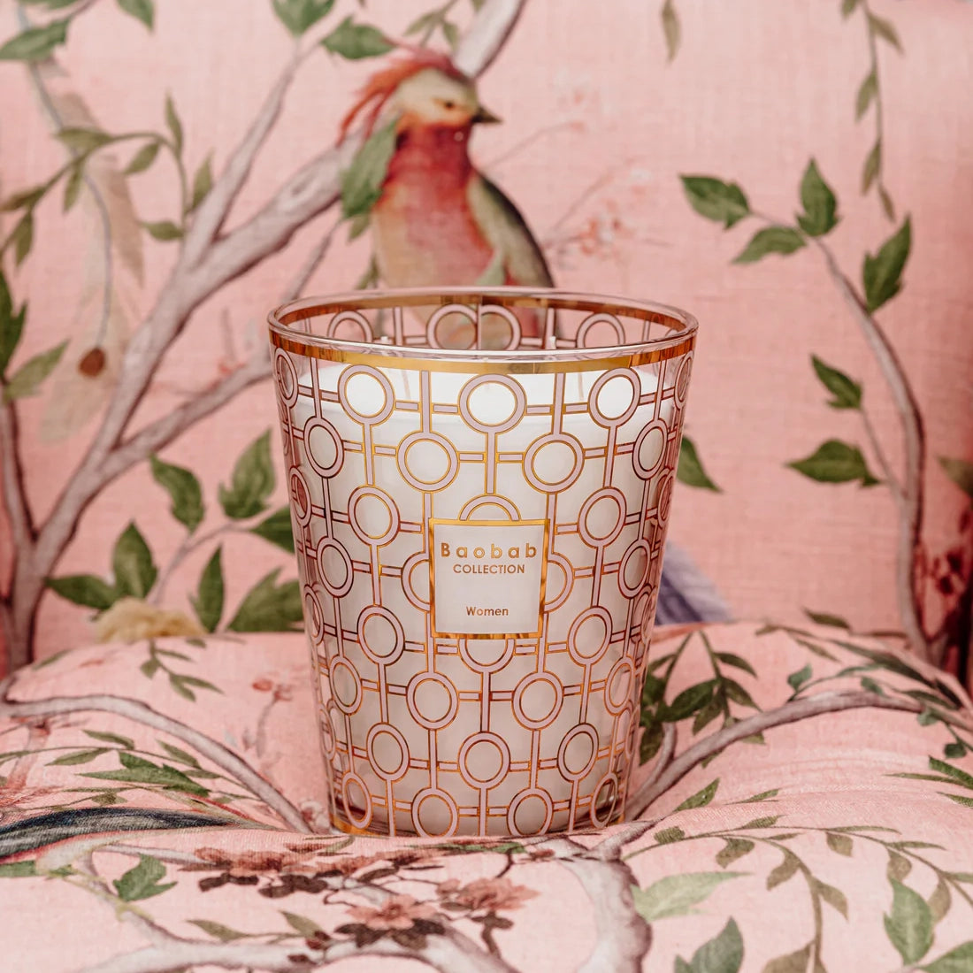 Baobab Collection Women 5-wick scented candle in mouth-blown glass, 3kg, styled in a room setting (2)
