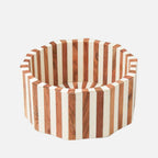 Be Home Lyra acacia wood inlay bowl in brown and white, 30cm, front view