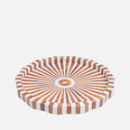Be Home Lyra acacia wood inlay tray in brown and white, 42cm, front view