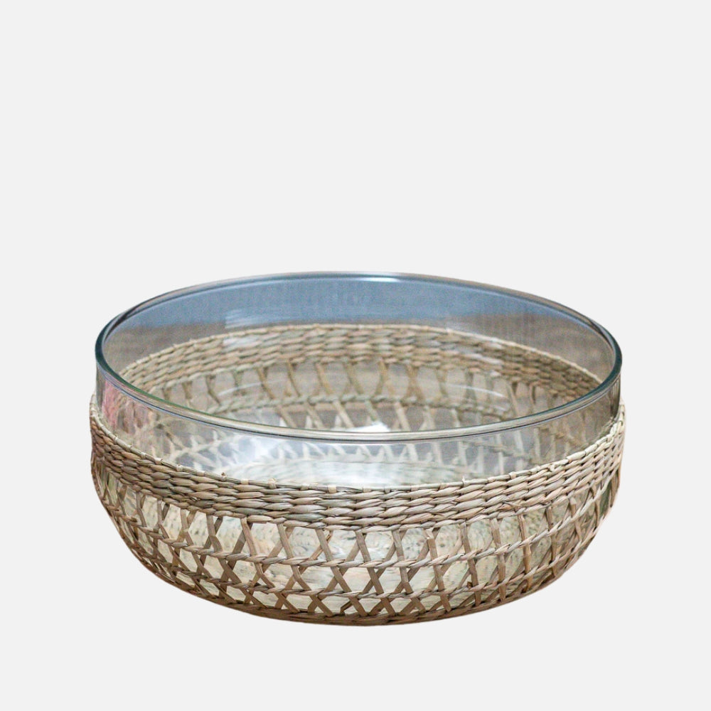 Be Home Seagrass Cage hand-woven salad bowl, 25cm, front view