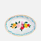 صينية بيضاوية مزينة بالزهور والليمون (صينية بيضاوية 19.5 × 13 سم)
