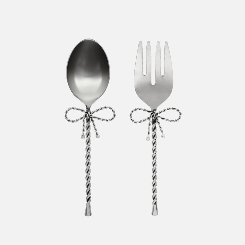 Fiocco Bow Salad Servers, Silver