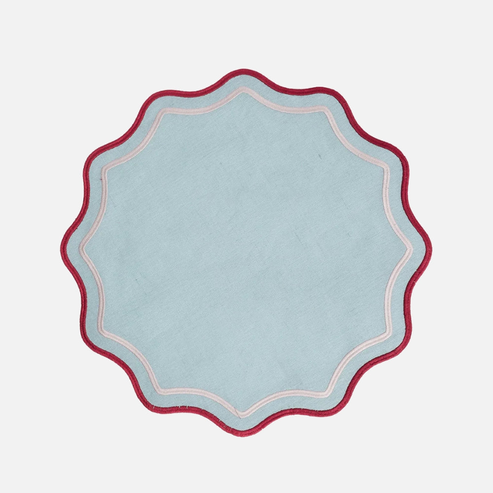 Smerlo Scalloped Placemats, Blue, 38cm, Set of 2