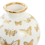 Botanist Round Butterfly Vase - Gold Porcelain Accent