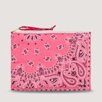 Call It By Your Name Coeur quilted zip pochette in strawberry pink with red heart motif, alternative angle (2)