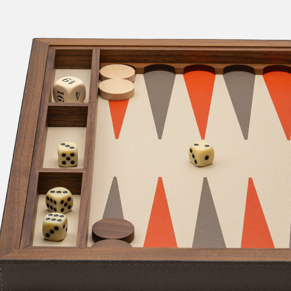 Giobagnara Small Backgammon Case, Mud, back view (4)