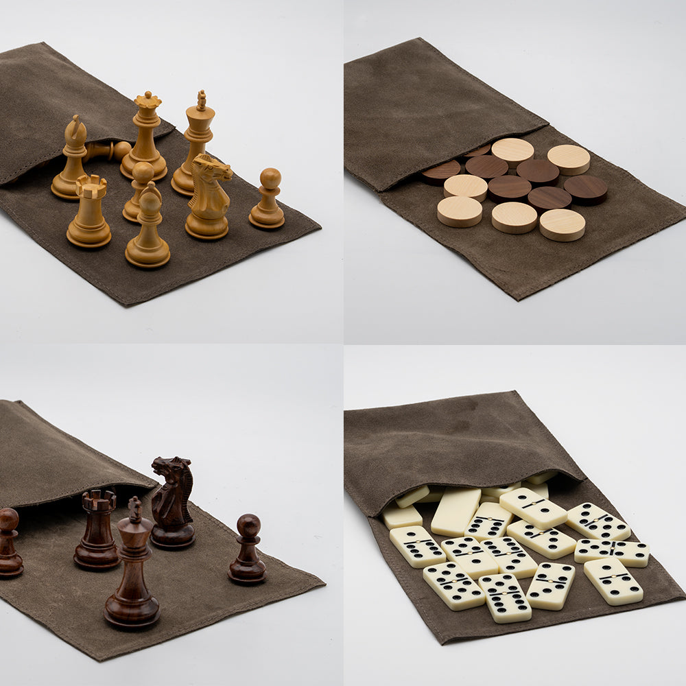 Triple Game Box: Chess, Draughts & Dominos, Mud