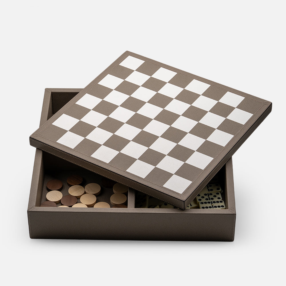 Triple Game Box: Chess, Draughts & Dominos, Mud
