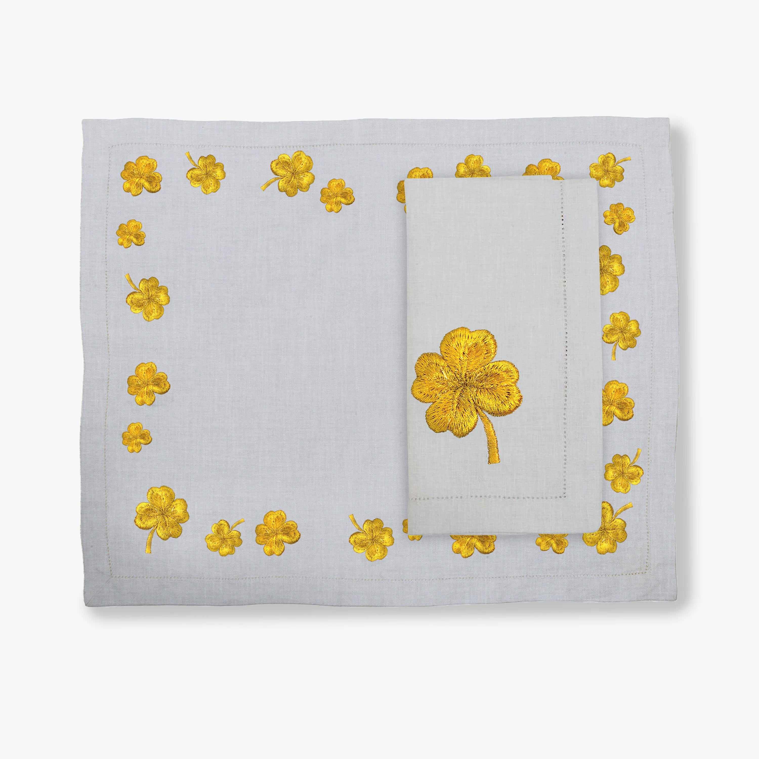 Golden Clover Napkin -Pearl
