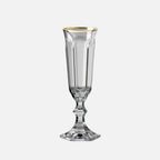Mario Luca Giusti Dolce Vita Champagne Flute, Gold Rim in synthetic crystal, front view
