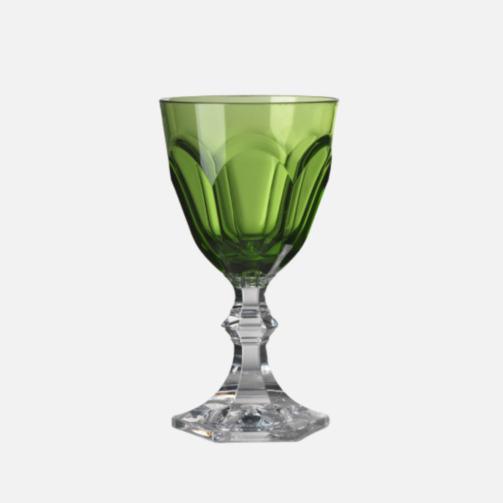 Mario Luca Giusti Dolce Vita Wine Glass, Green in synthetic crystal, front view