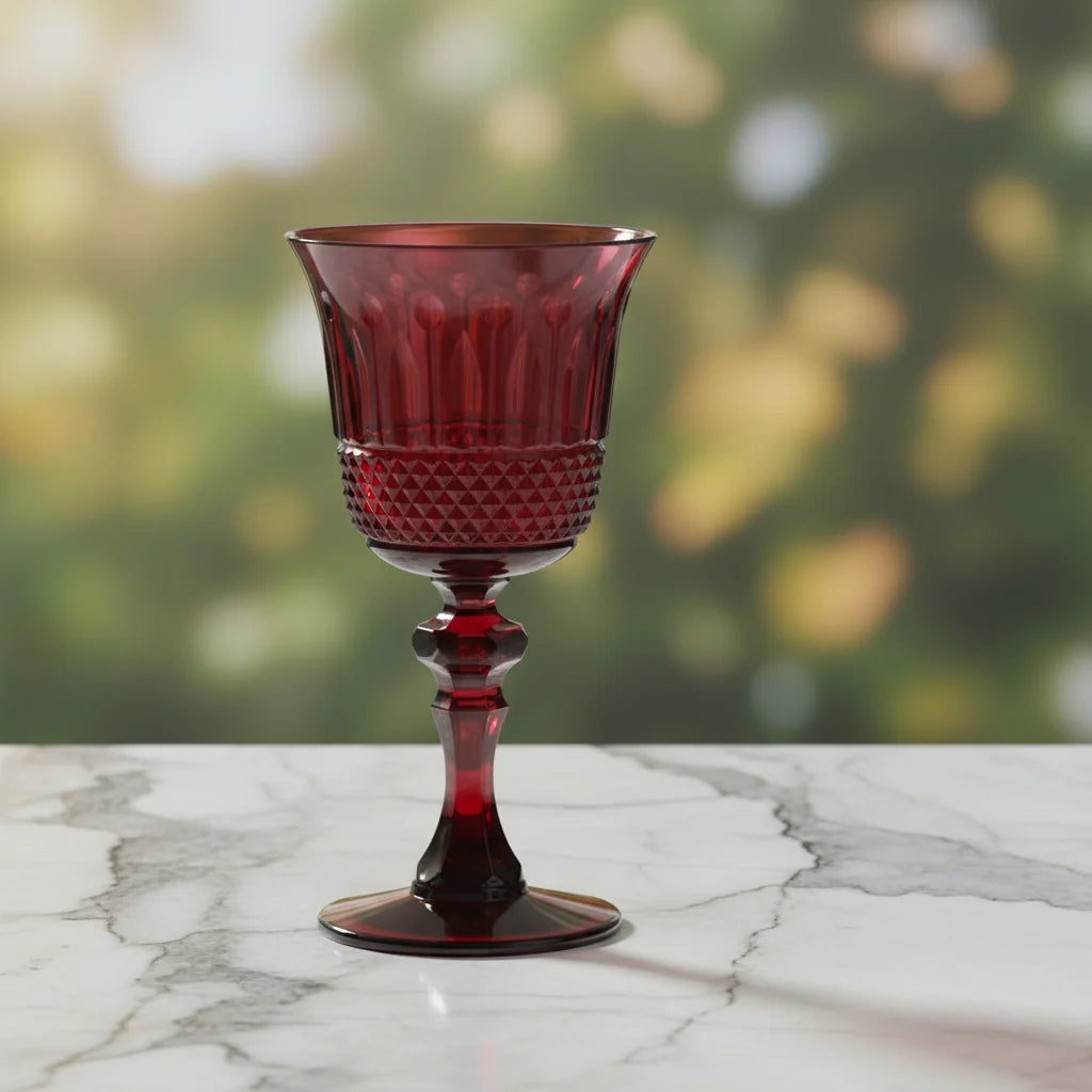 Mario Luca Giusti Nuova Italia Wine Glass, Ruby in synthetic crystal, detail view