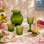 Mario Luca Giusti Palla Jug, Green, 3L in synthetic crystal, styled in a table setting (2)