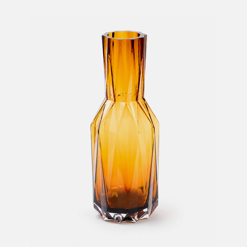 Ochre Folds Glass Vase, 40cm