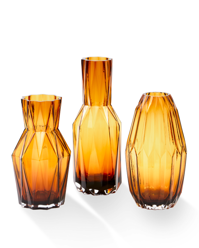 Ochre Folds Glass Vase, 40cm