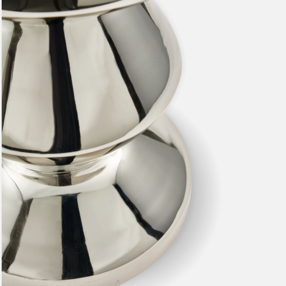 Zig Zag Metal Stool/ Side Table, Silver