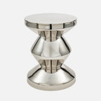 Zig Zag Metal Stool/ Side Table, Silver