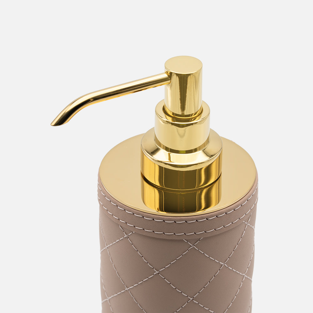 Riviere Alghero Diamonds Tall Soap Dispenser, Blush Pink, leather detail