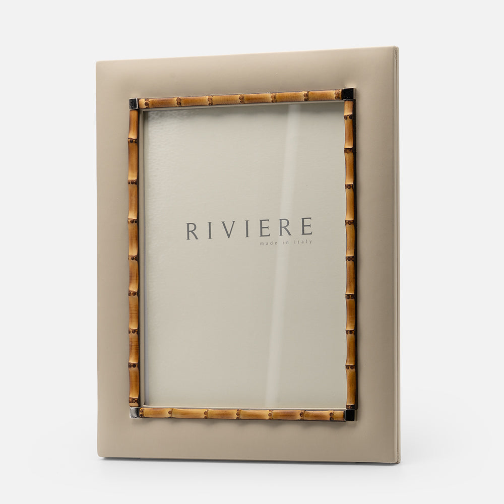 Bice Picture Frame Large, Ivory/ Chrome