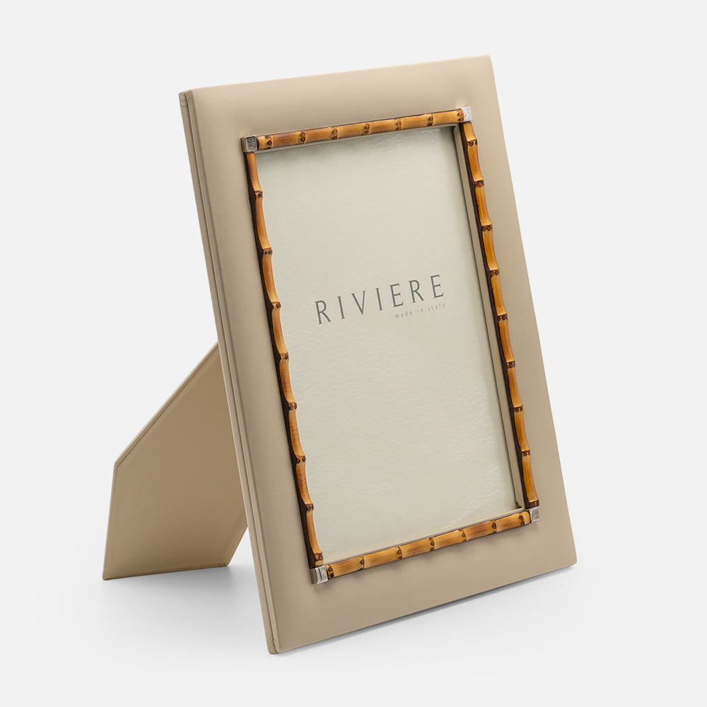 Bice Picture Frame Large, Ivory/ Chrome