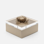 Riviere Fleur Dahlia Diamonds Square Box, Ivory, 17x17cm, side view