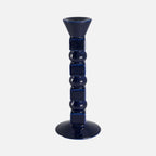 The Socialite Family Anna ceramic candle holder in midnight blue, 25cm, front view