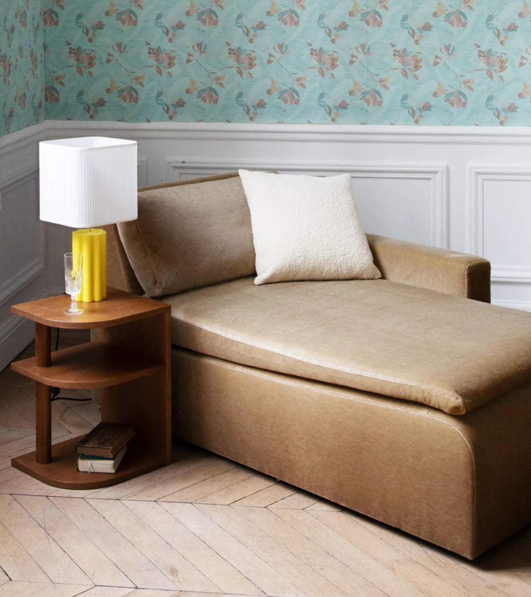 The Socialite Family Carino cream curly wool square cushion, 45x45cm, styled in a room setting 2