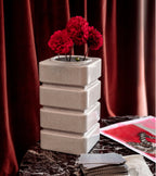 The Socialite Family Donna vase in white crackle-glazed ceramic, 29cm, styled in a room setting 2